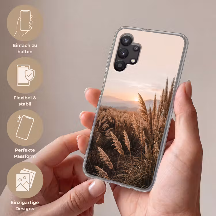 Gras - Veld - Zon - Natuur Telefoonhoesje Samsung Galaxy A32 5G klein -sfeer3_DE