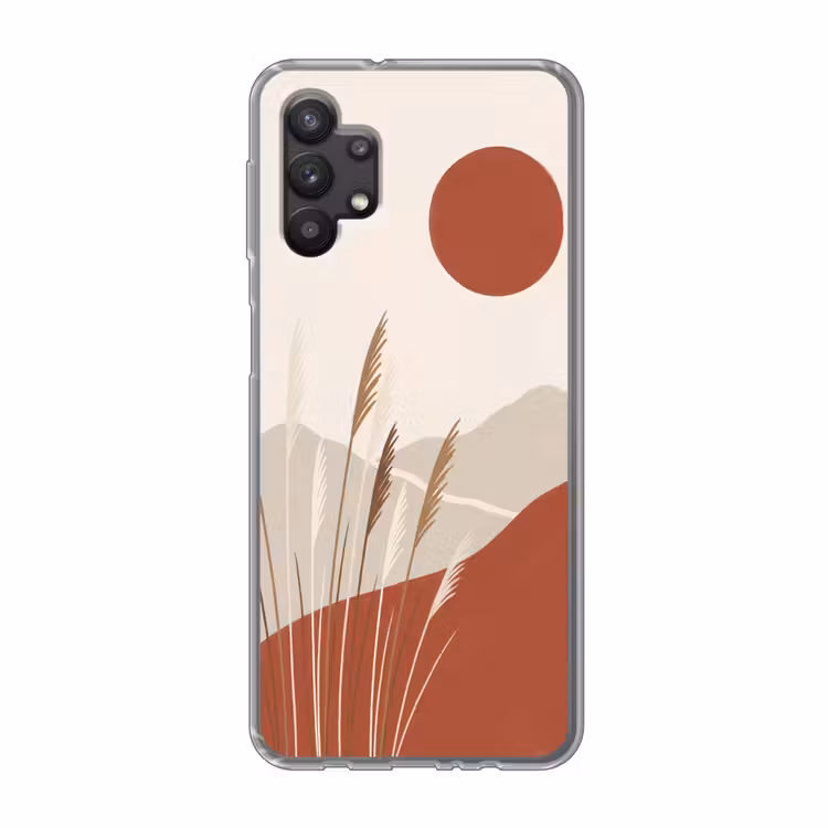 Gras - Landschap - Natuur - Abstract - Beige Telefoonhoesje Samsung Galaxy A32 5G klein -3d