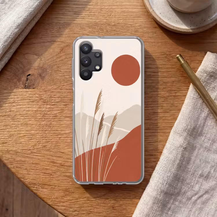 Gras - Landschap - Natuur - Abstract - Beige Telefoonhoesje Samsung Galaxy A32 5G klein -sfeer1