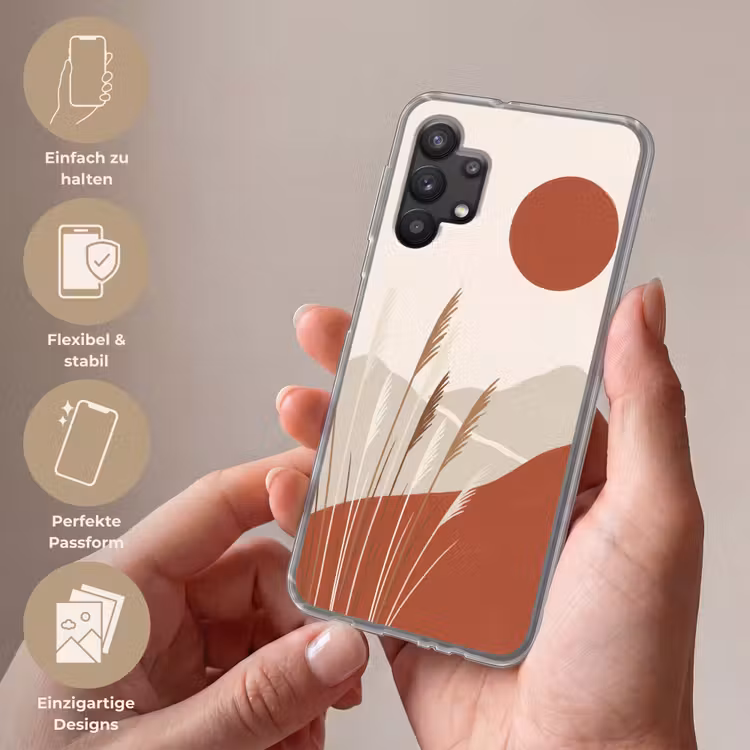 Gras - Landschap - Natuur - Abstract - Beige Telefoonhoesje Samsung Galaxy A32 5G klein -sfeer3_DE