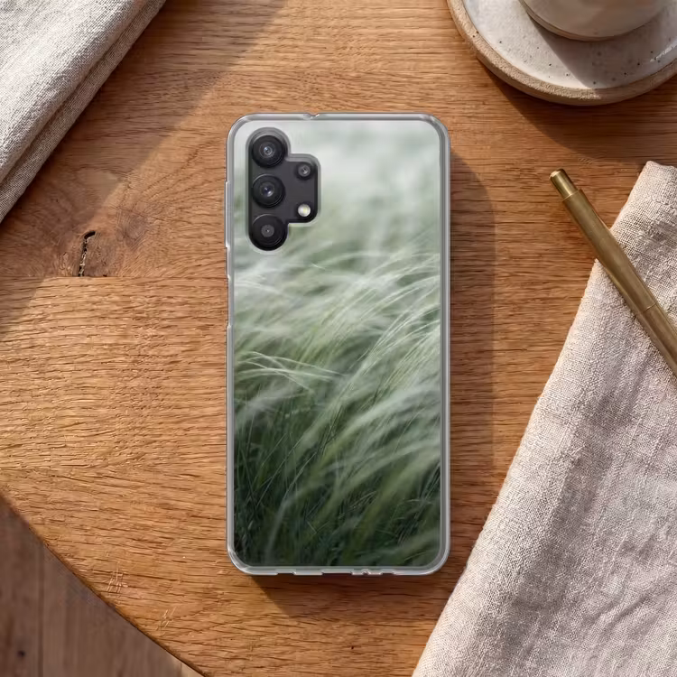 Gras - Wazig - Natuur - Groen - Zacht Telefoonhoesje Samsung Galaxy A32 5G klein -sfeer1