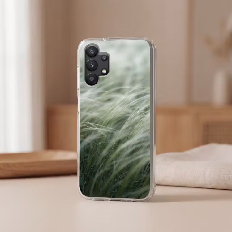 Gras - Wazig - Natuur - Groen - Zacht Telefoonhoesje Samsung Galaxy A32 5G klein -sfeer2