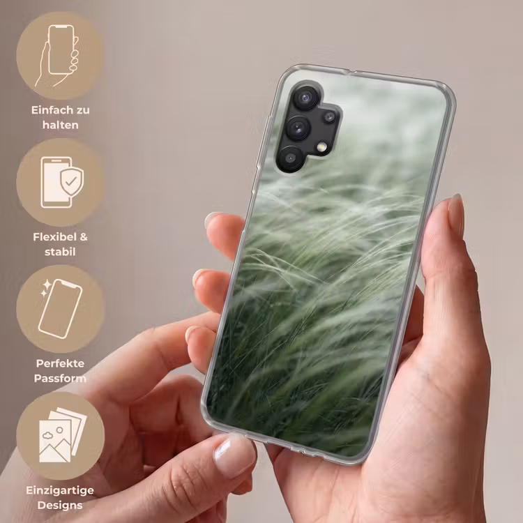 Gras - Wazig - Natuur - Groen - Zacht Telefoonhoesje Samsung Galaxy A32 5G klein -sfeer3_DE