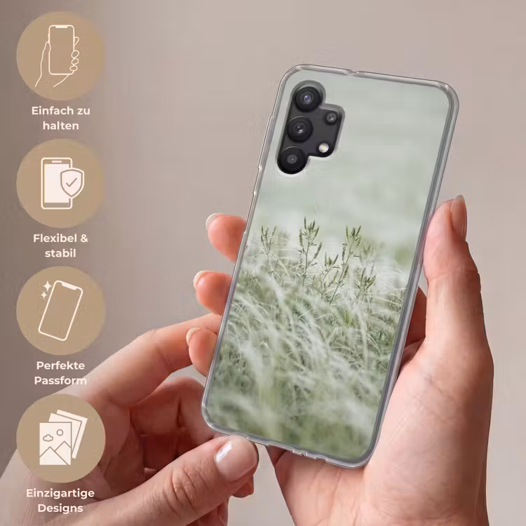 Grassen - Minimalistisch - Groen Telefoonhoesje Samsung Galaxy A32 5G klein -sfeer3_DE