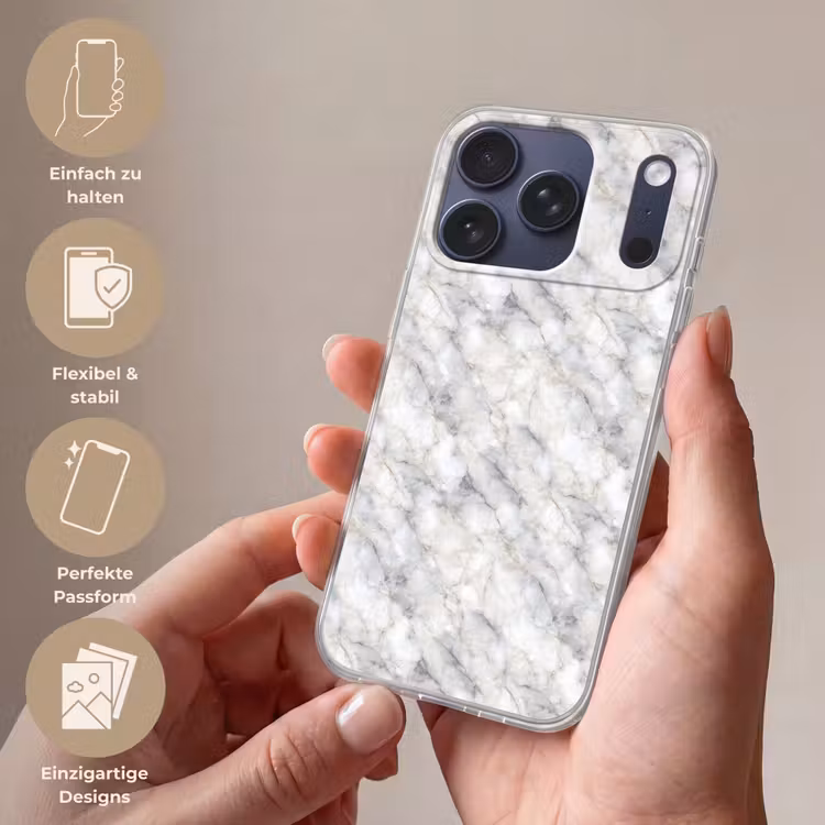 Grijs - Marmer - Gedetailleerd Telefoonhoesje iPhone 17 Pro klein 878 -sfeer3_DE