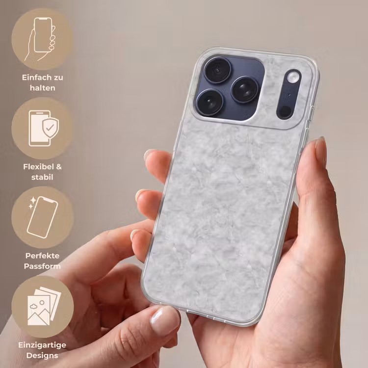 Grijs - Marmer - Mat Telefoonhoesje iPhone 17 Pro klein 878 -sfeer3_DE