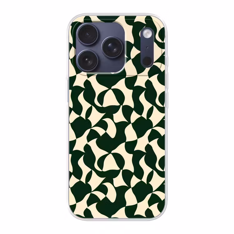 Groen - Organische vlakken - Crème Telefoonhoesje iPhone 17 Pro klein 878 -3d