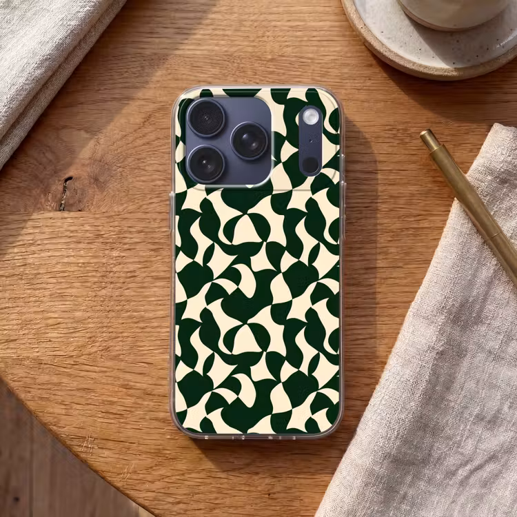 Groen - Organische vlakken - Crème Telefoonhoesje iPhone 17 Pro klein 878 -sfeer1