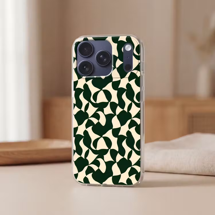 Groen - Organische vlakken - Crème Telefoonhoesje iPhone 17 Pro klein 878 -sfeer2