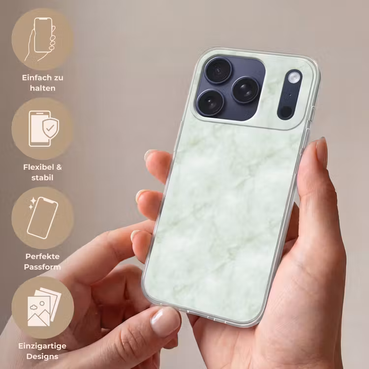 Groen - Marmer - Vloeiende aders Telefoonhoesje iPhone 17 Pro klein 878 -sfeer3_DE