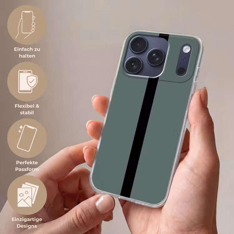 Groen - Zwart - Streep - Minimalistisch Telefoonhoesje iPhone 17 Pro klein -sfeer3_DE