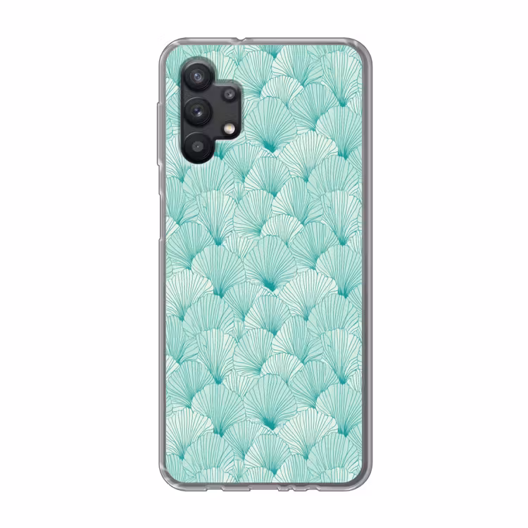 Groen - Wit - Ginko - Getekend - Textuur Telefoonhoesje Samsung Galaxy A32 5G klein 346 -3d