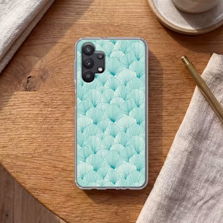 Groen - Wit - Ginko - Getekend - Textuur Telefoonhoesje Samsung Galaxy A32 5G klein 346 -sfeer1