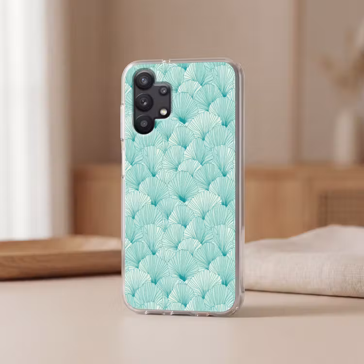 Groen - Wit - Ginko - Getekend - Textuur Telefoonhoesje Samsung Galaxy A32 5G klein 346 -sfeer2