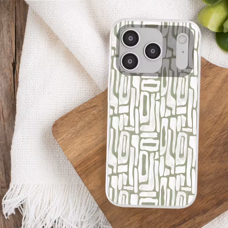 Groen - Wit - Kronkelen Telefoonhoesje iPhone 17 Pro klein 878 -sfeer1