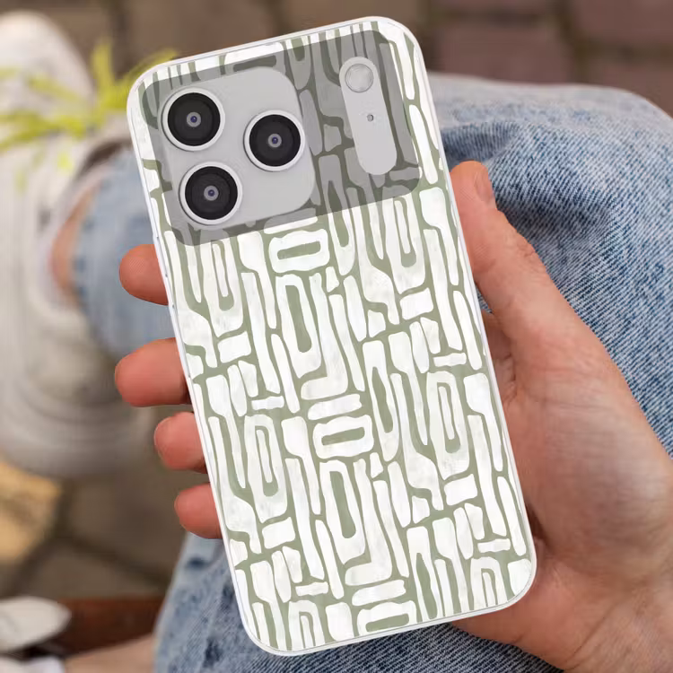 Groen - Wit - Kronkelen Telefoonhoesje iPhone 17 Pro klein 878 -sfeer2