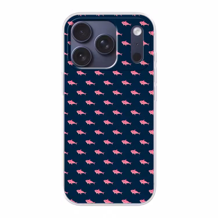 Haaien - Roze - Blauw - Zeedieren Telefoonhoesje iPhone 17 Pro klein -3d