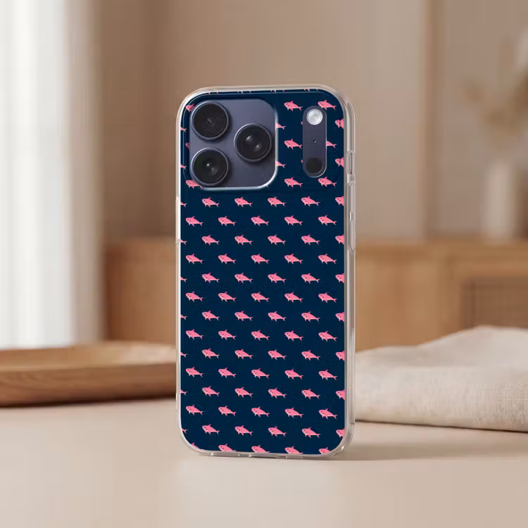 Haaien - Roze - Blauw - Zeedieren Telefoonhoesje iPhone 17 Pro klein -sfeer2