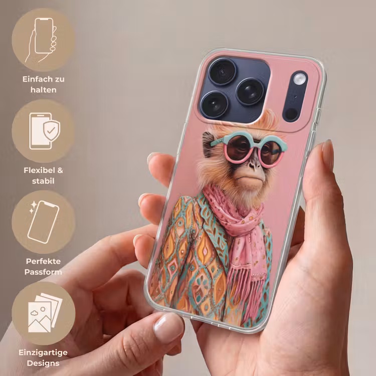 Sjaal - Aap - Zonnebril - Jasje Telefoonhoesje iPhone 17 Pro klein -sfeer3_DE