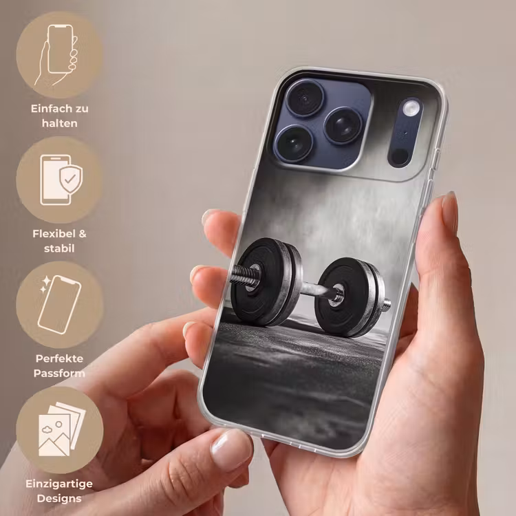 Halter - Gewichten - Zwart Telefoonhoesje iPhone 17 Pro klein -sfeer3_DE