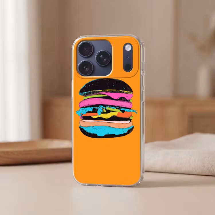 Hamburger - Kleurrijk - Speels Telefoonhoesje iPhone 17 Pro klein -sfeer2