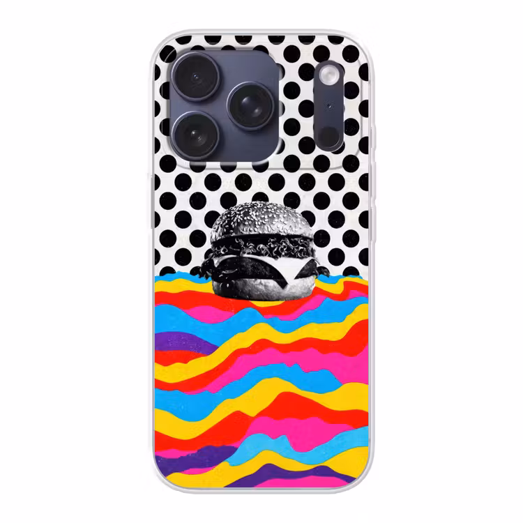 Hamburger - Stippen - Golven - Kleuren Telefoonhoesje iPhone 17 Pro klein -3d