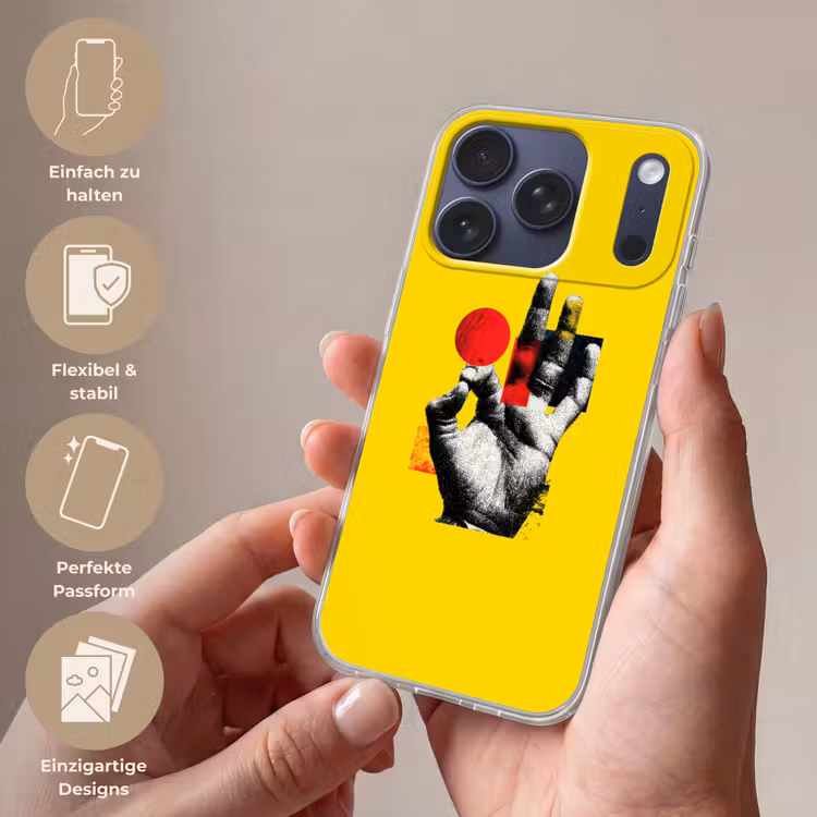 Hand - Rode cirkel - Geel Telefoonhoesje iPhone 17 Pro klein -sfeer3_DE