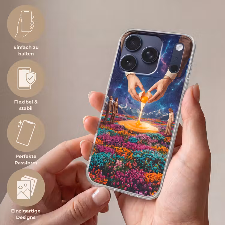 Handyhülle - Hände – Ei – Surrealismus - Handen - Ei - Surrealisme Telefoonhoesje iPhone 17 Pro klein