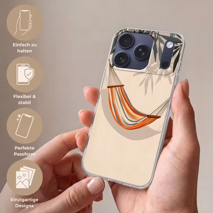 Hangmat - Kleurrijk - Bladeren - Schaduw Telefoonhoesje iPhone 17 Pro klein -sfeer3_DE