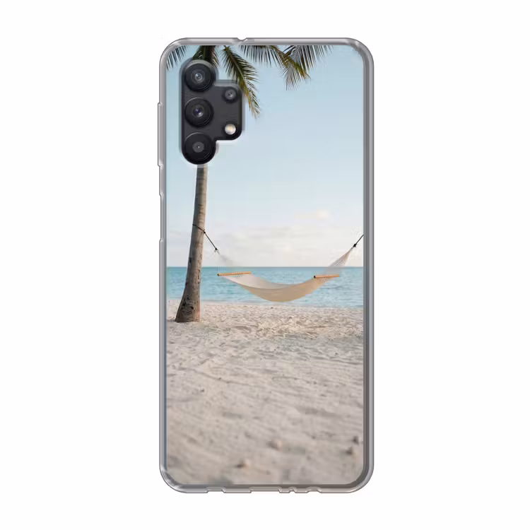 Hangmat - Strand - Wit Telefoonhoesje Samsung Galaxy A32 5G klein -3d