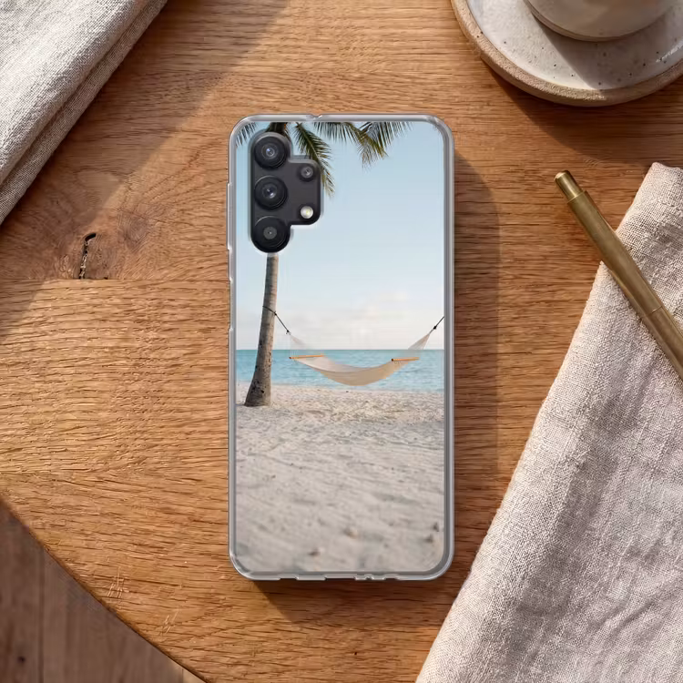 Hangmat - Strand - Wit Telefoonhoesje Samsung Galaxy A32 5G klein -sfeer1