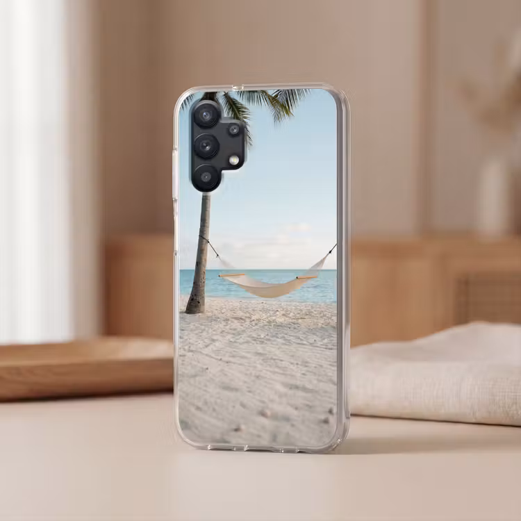 Hangmat - Strand - Wit Telefoonhoesje Samsung Galaxy A32 5G klein -sfeer2