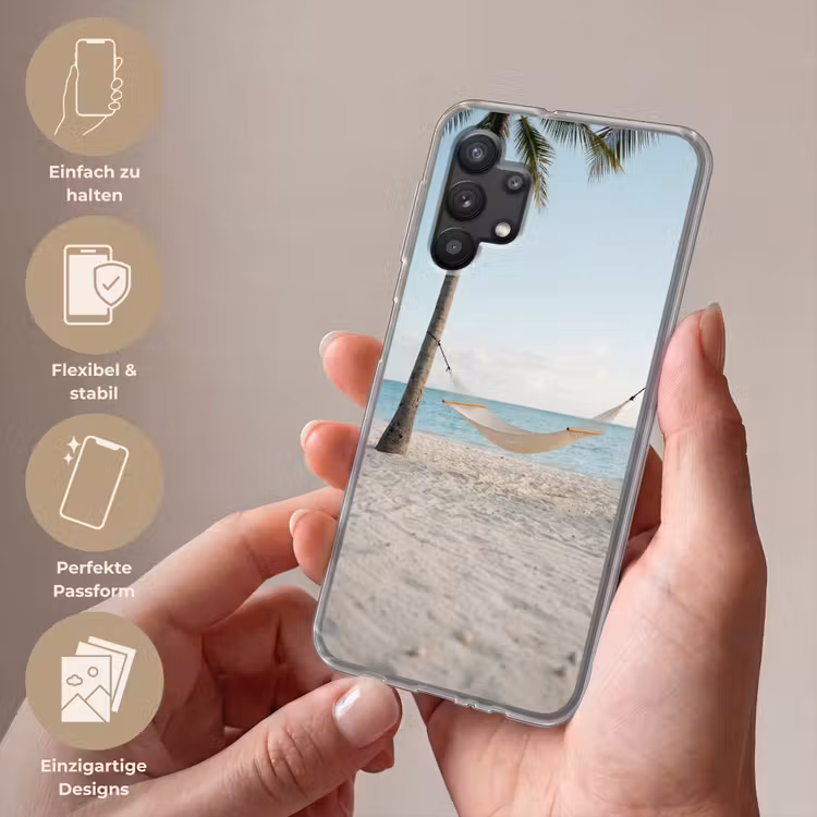 Hangmat - Strand - Wit Telefoonhoesje Samsung Galaxy A32 5G klein -sfeer3_DE