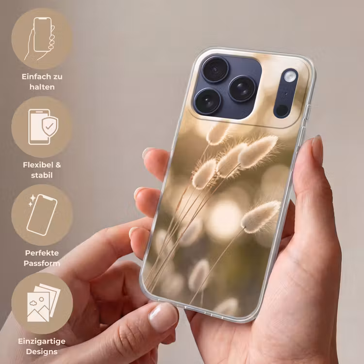 Hazestaartgras - Wit - Zonlicht Telefoonhoesje iPhone 17 Pro klein -sfeer3_DE