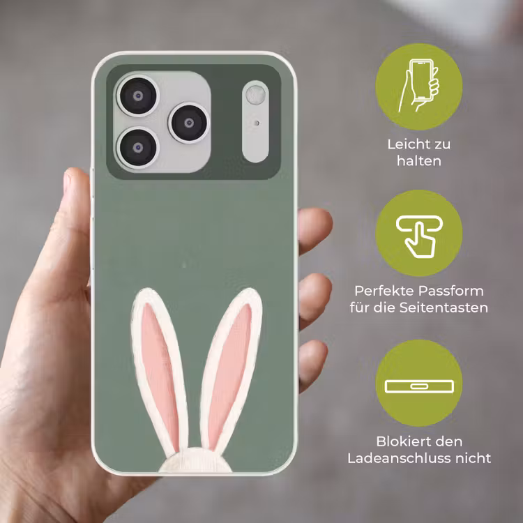 Hazen - Oren - Roze Telefoonhoesje iPhone 17 Pro klein -sfeer3_DE