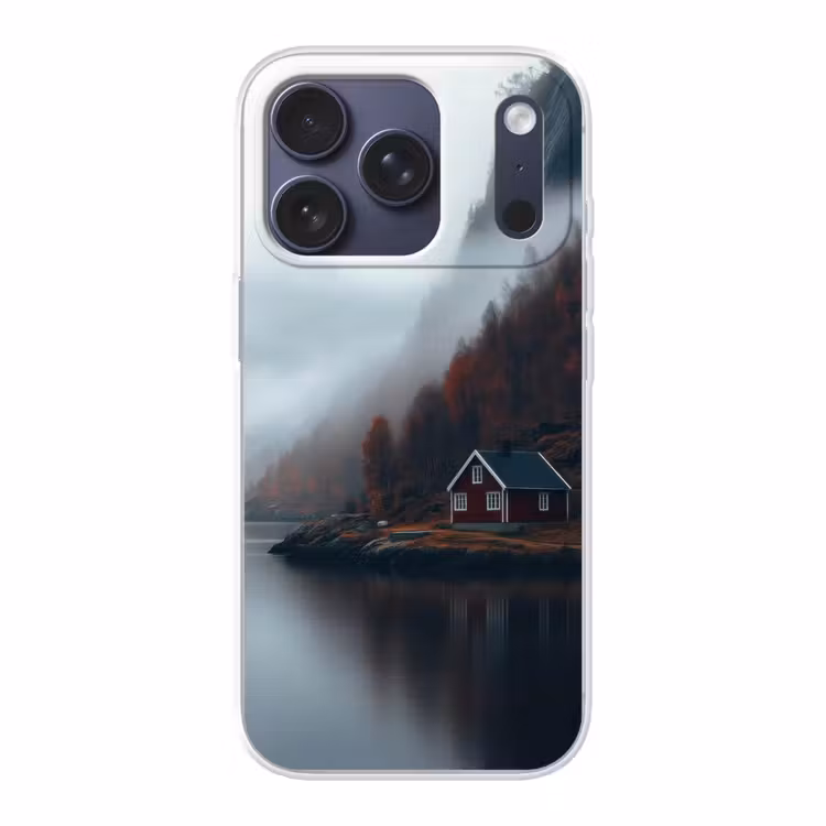 Huis - Rood - Bergen - Water Telefoonhoesje iPhone 17 Pro klein -3d