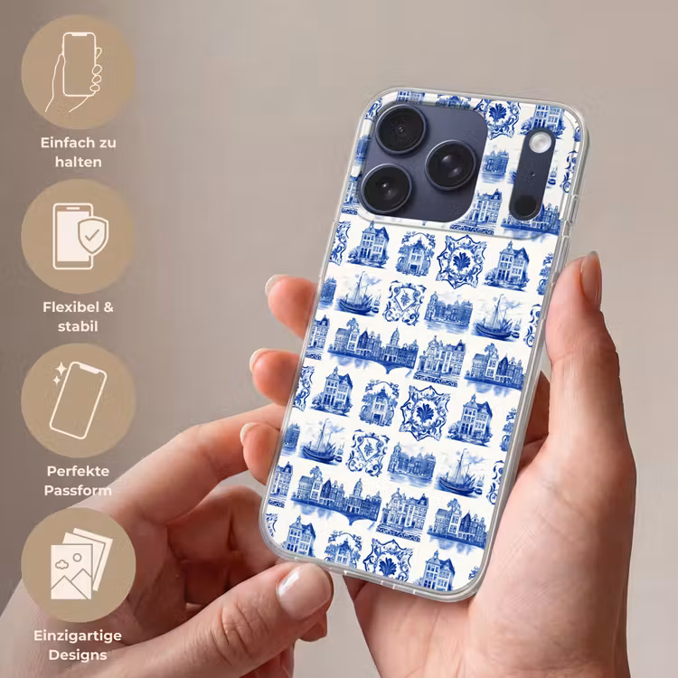 Huizen - Schepen - Blauw Telefoonhoesje iPhone 17 Pro klein 878 -sfeer3_DE