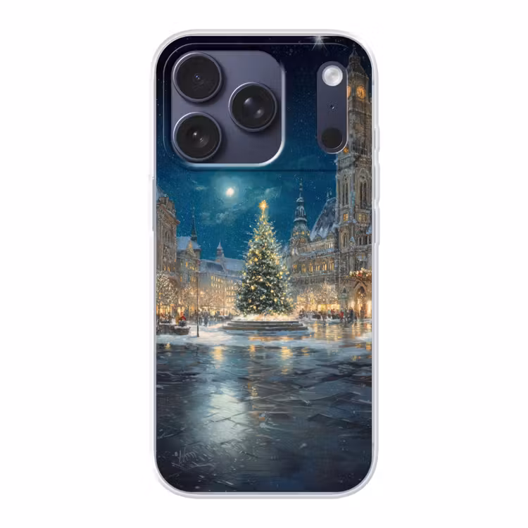 Kerstnacht - Stadsplein - Meerkleurig Telefoonhoesje iPhone 17 Pro klein -3d