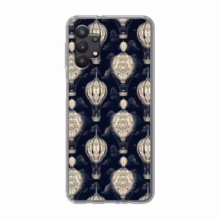 Luchtballonnen - Wolken - Patroon - Donkerblauw Telefoonhoesje Samsung Galaxy A32 5G klein 346 -3d