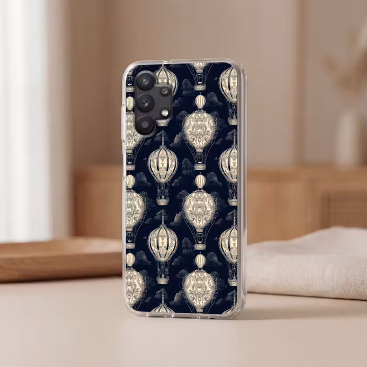 Luchtballonnen - Wolken - Patroon - Donkerblauw Telefoonhoesje Samsung Galaxy A32 5G klein 346 -sfeer2