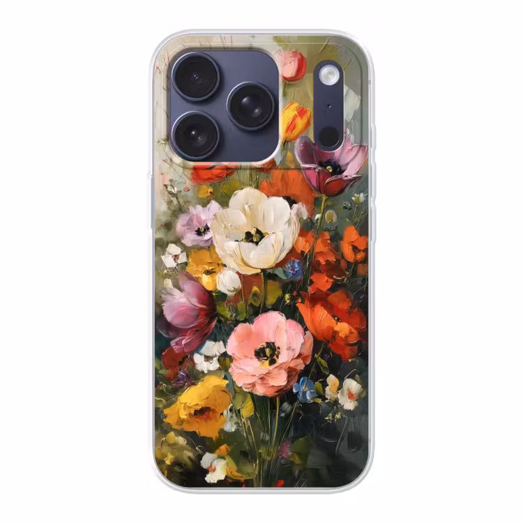 Vrolijk boeket - Dynamisch - Subtiele kleurspatten Telefoonhoesje iPhone 17 Pro klein -3d