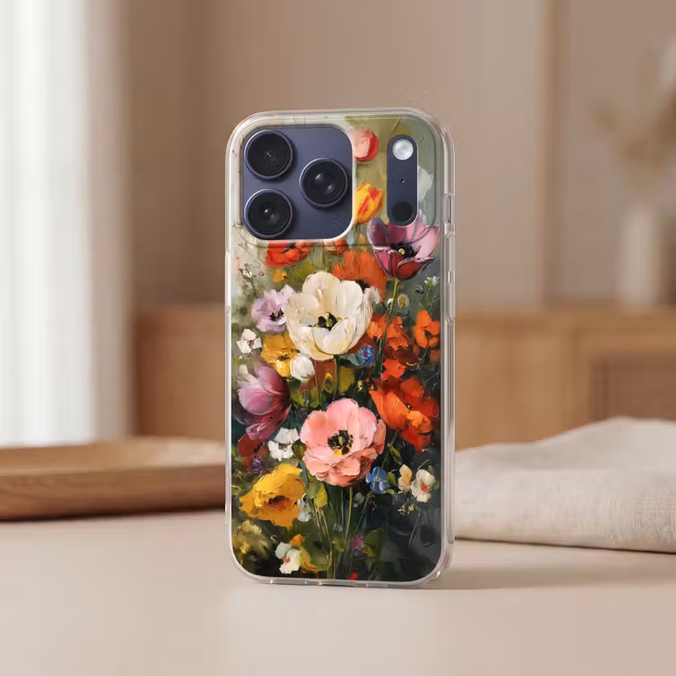 Vrolijk boeket - Dynamisch - Subtiele kleurspatten Telefoonhoesje iPhone 17 Pro klein -sfeer2