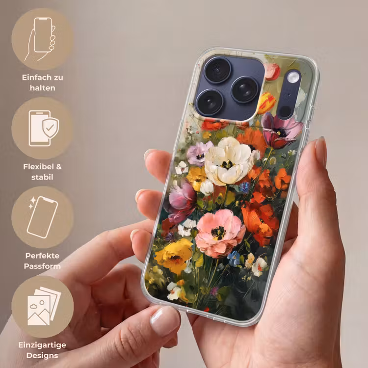 Vrolijk boeket - Dynamisch - Subtiele kleurspatten Telefoonhoesje iPhone 17 Pro klein -sfeer3_DE