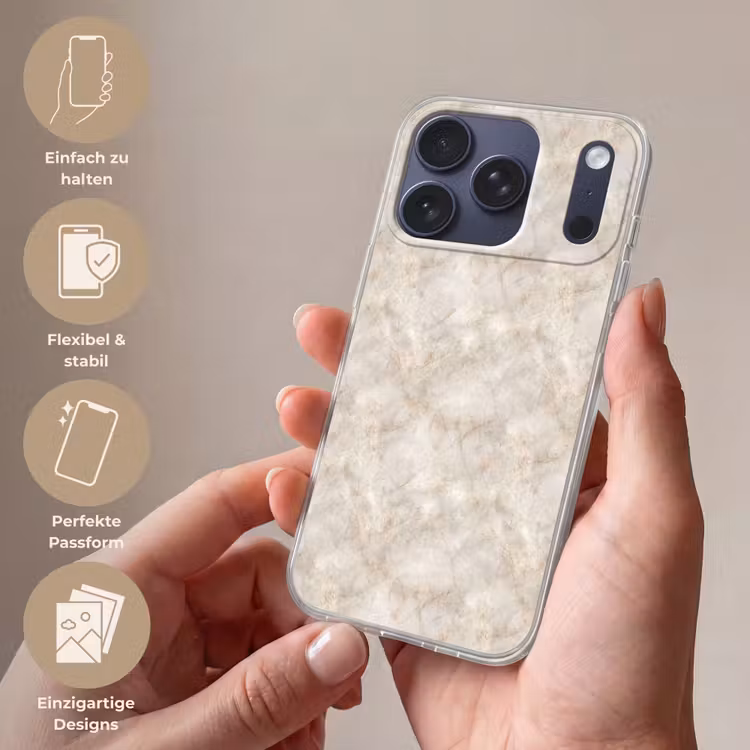 Lichtbeige - Goudbruine Nerven - Marmer Telefoonhoesje iPhone 17 Pro klein 878 -sfeer3_DE