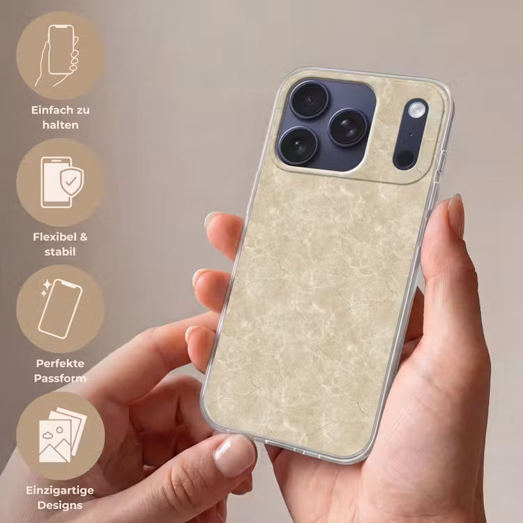 Lichtbeige - Marmer - Diffusie adering Telefoonhoesje iPhone 17 Pro klein 878 -sfeer3_DE