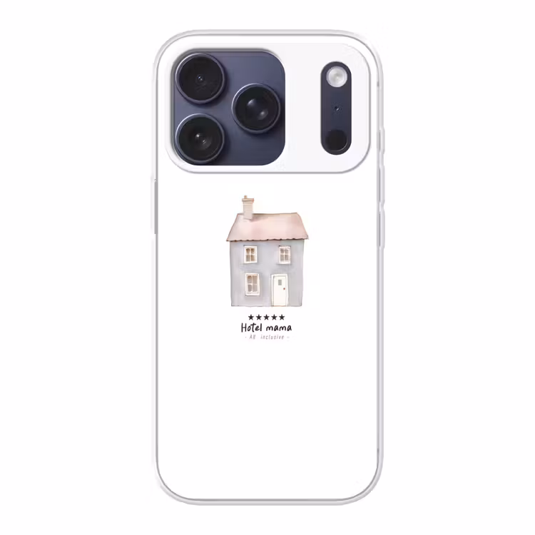 Lichtblauw - Huisje - Mama - Tekst Telefoonhoesje iPhone 17 Pro klein -3d
