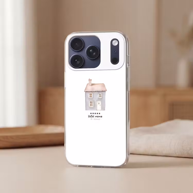 Lichtblauw - Huisje - Mama - Tekst Telefoonhoesje iPhone 17 Pro klein -sfeer2