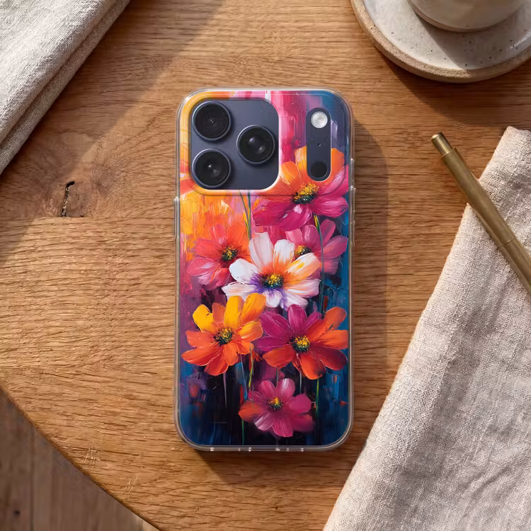 Felle bloemen - Dynamisch - Levendig Telefoonhoesje iPhone 17 Pro klein -sfeer1
