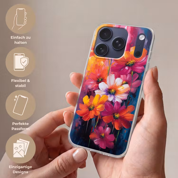 Felle bloemen - Dynamisch - Levendig Telefoonhoesje iPhone 17 Pro klein -sfeer3_DE