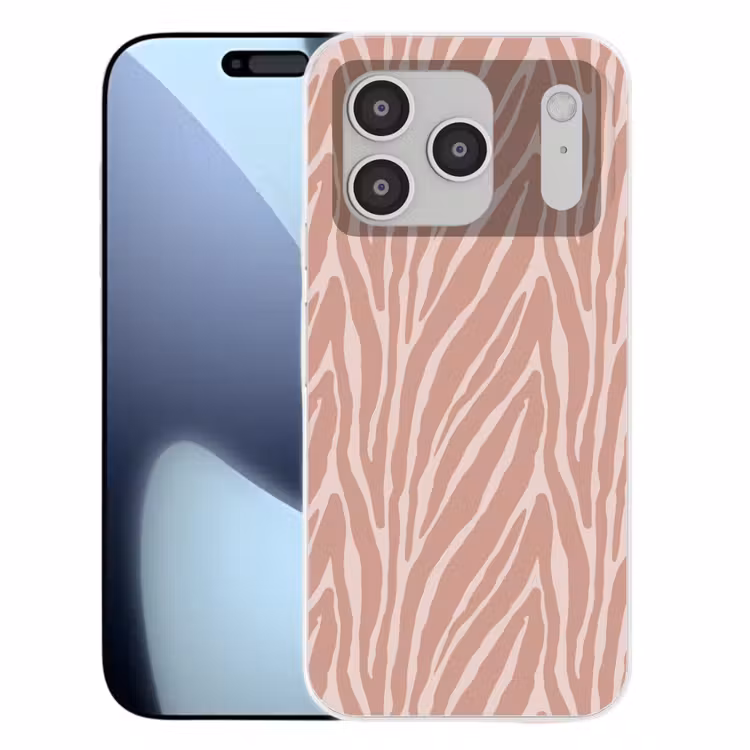 Lichtroze - Zebra - Patroon - Donkerroze Telefoonhoesje iPhone 17 Pro klein 878 -3d